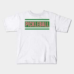 Vintage Retro Pickleball Design | Green & Pink Old Money Kids T-Shirt